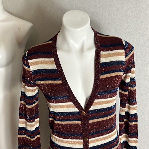 L’AGENCE women lurex’s striped cardigan brown multi dress size XS NWT - Picture 4 of 11